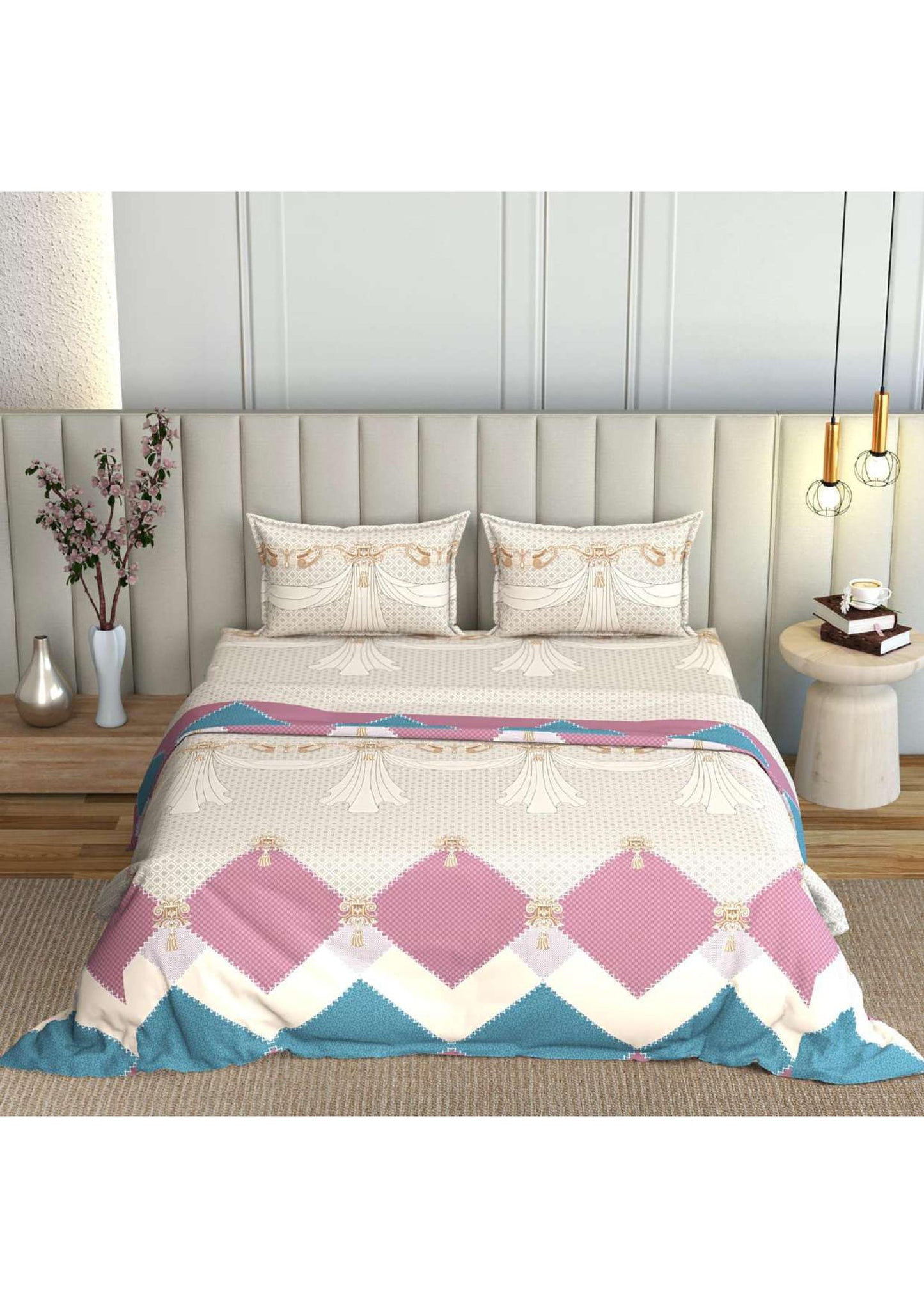 BS99: Kamet Double Bed Sheets Set With Dohar