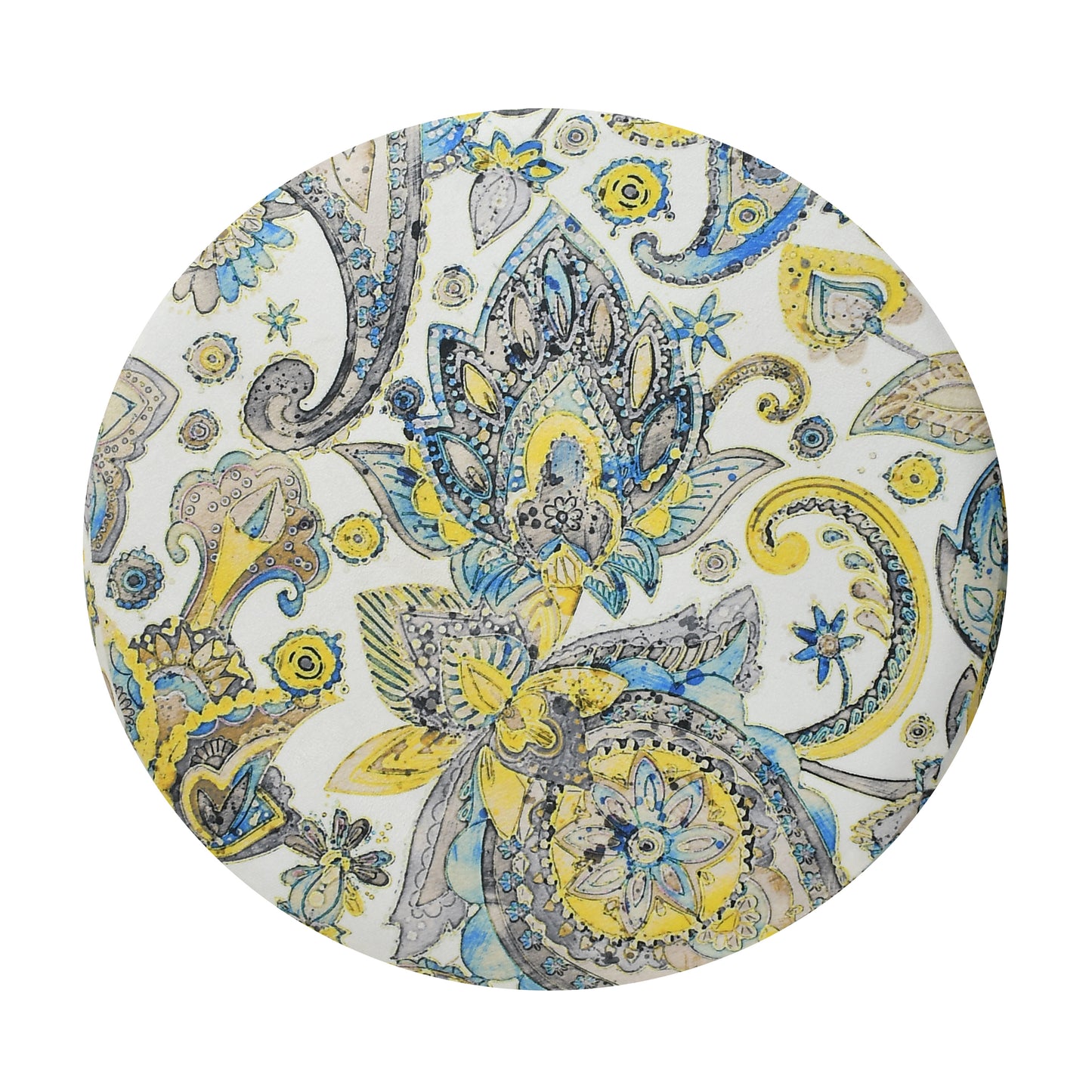 Warli Ottoman Stool - Printed Cream