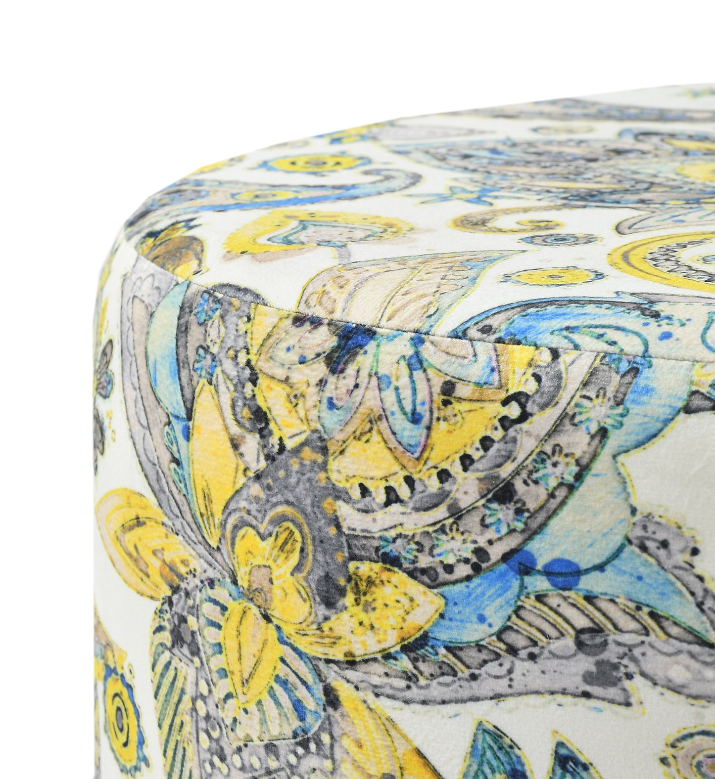 Warli Ottoman Stool - Printed Cream