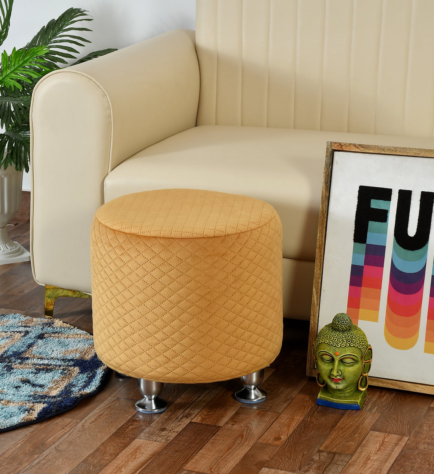 Kangra Ottoman Stool - Orange - Clover Home Furnishings