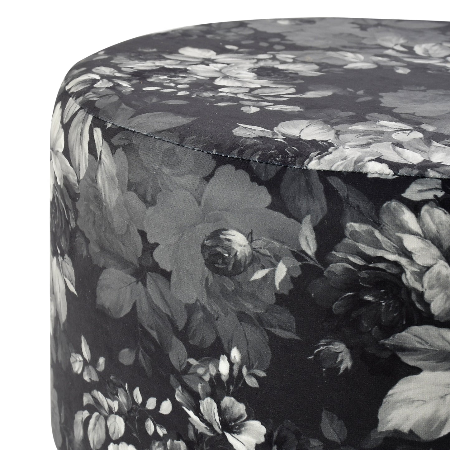 Warli Ottoman Stool - Printed Silver - Clover Home Furnishings