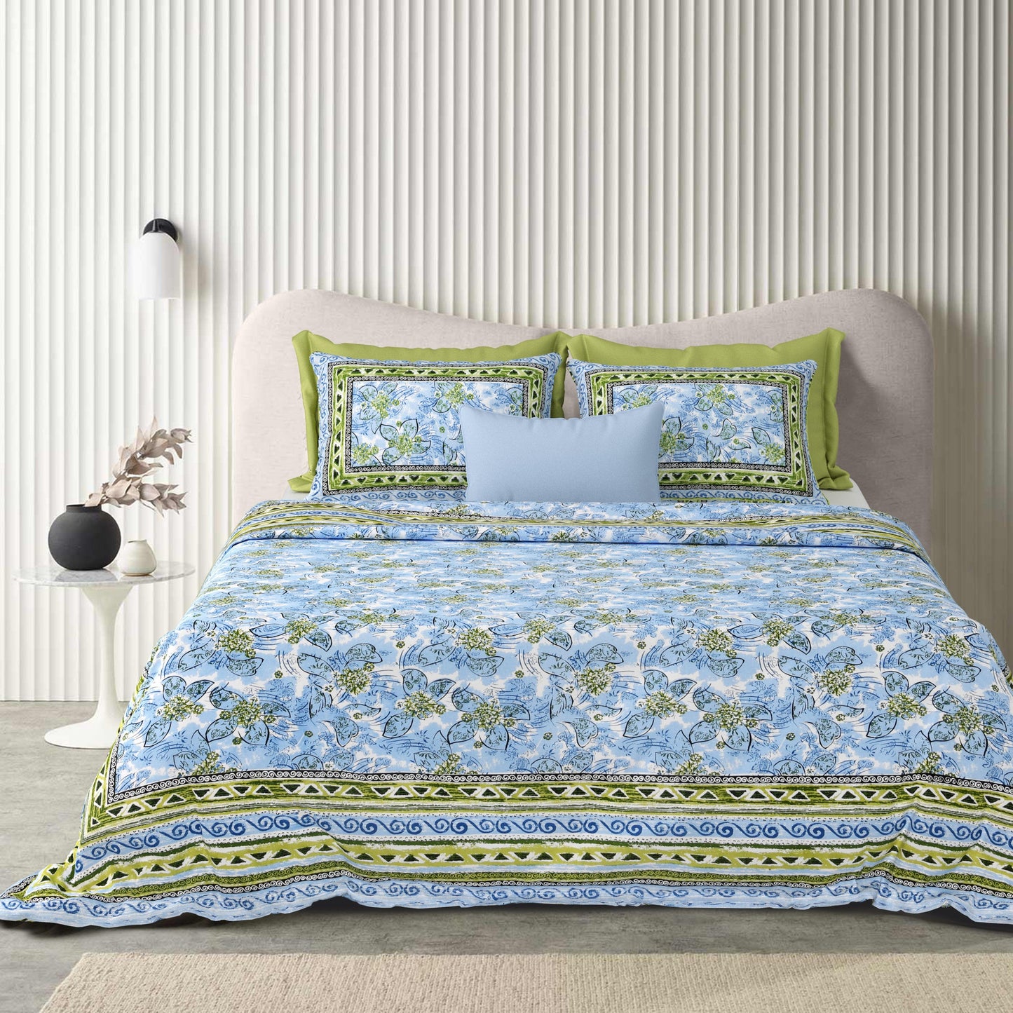 Tista 310 TC Cotton Bed Sheet with 2 Pillow Covers - Printed - Clover Home Furnishings