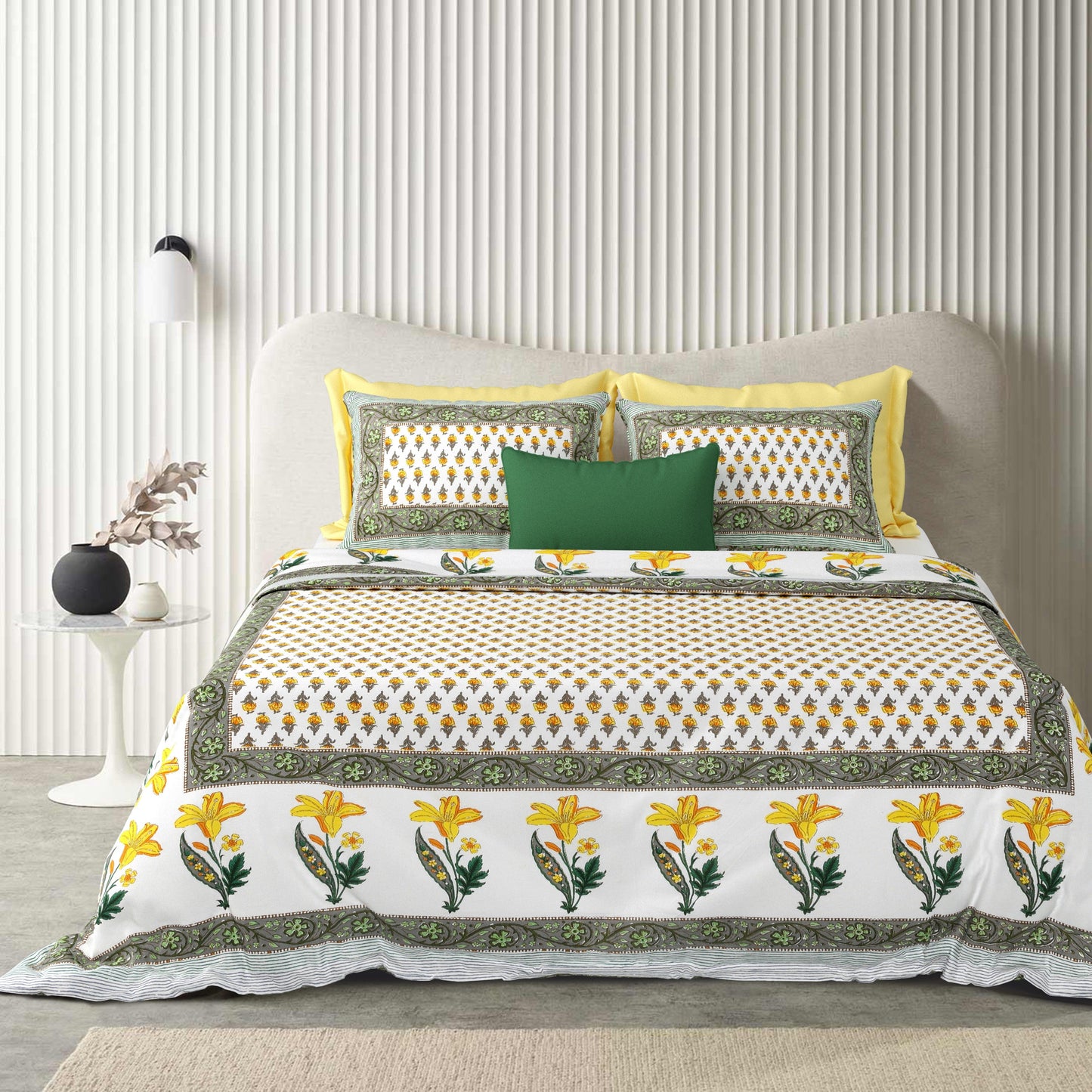 Tista 310 TC Cotton Bed Sheet with 2 Pillow Covers - Printed - Clover Home Furnishings
