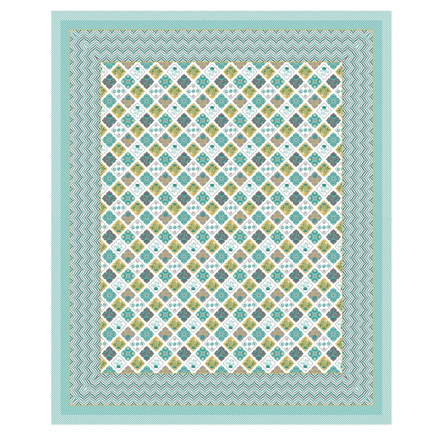 Mahanadi 310 TC Cotton Bed Sheet with 2 Pillow Covers - Printed - Clover Home Furnishings