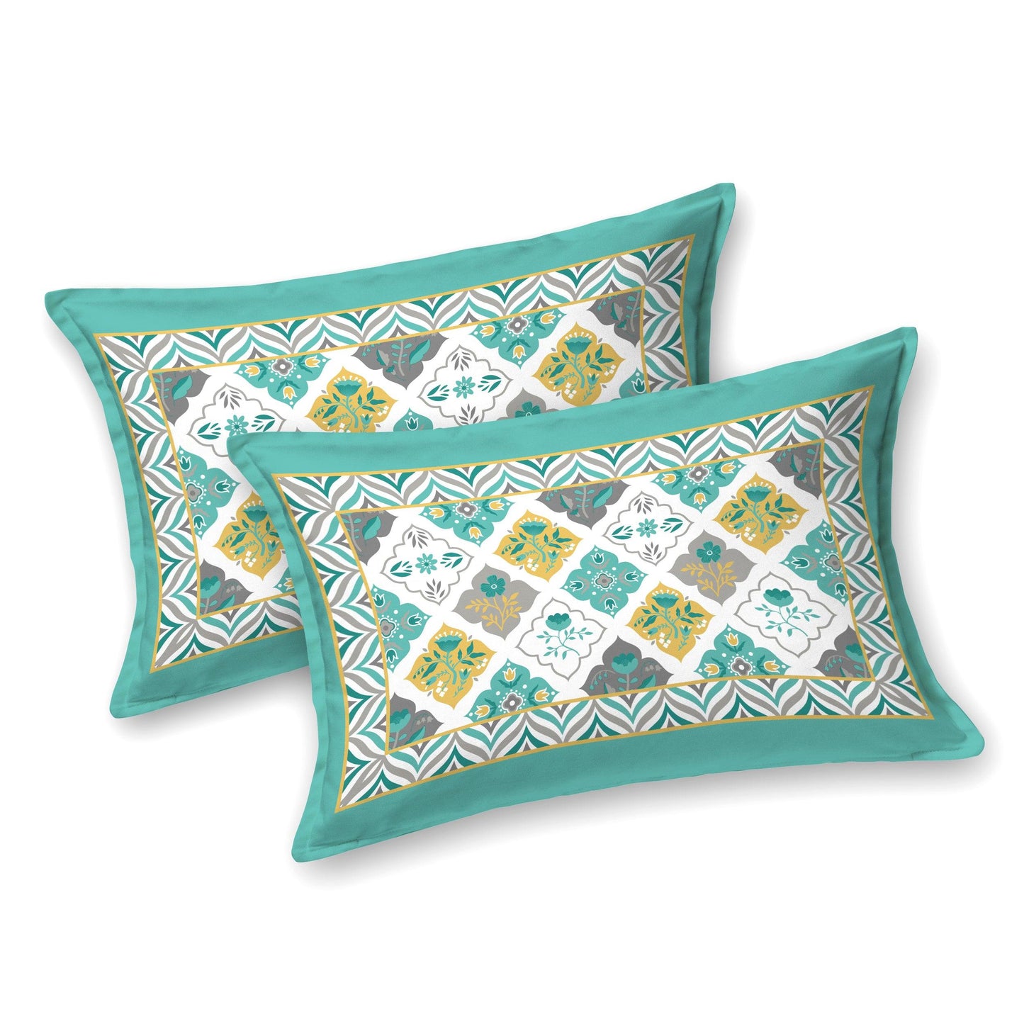 Mahanadi 310 TC Cotton Bed Sheet with 2 Pillow Covers - Printed - Clover Home Furnishings