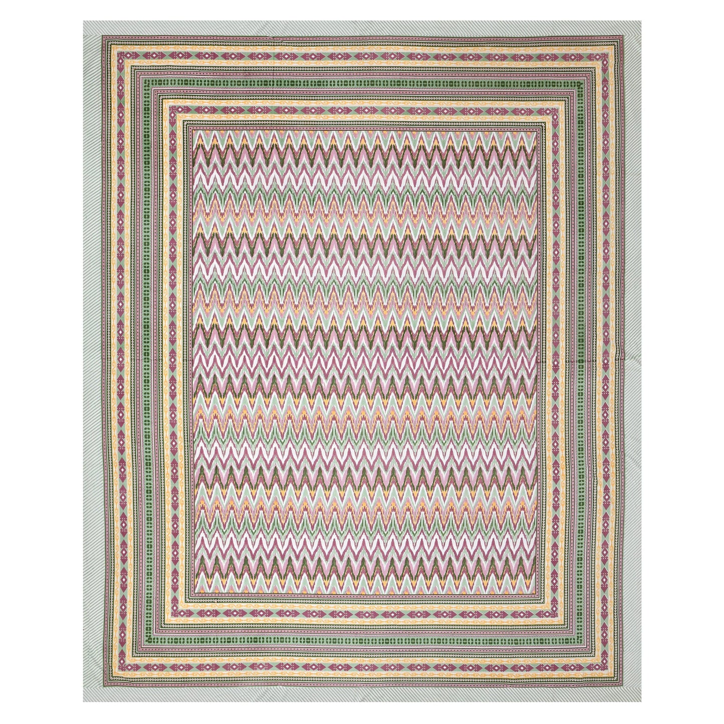 Mahanadi 310 TC Cotton Bed Sheet with 2 Pillow Covers - Printed - Clover Home Furnishings