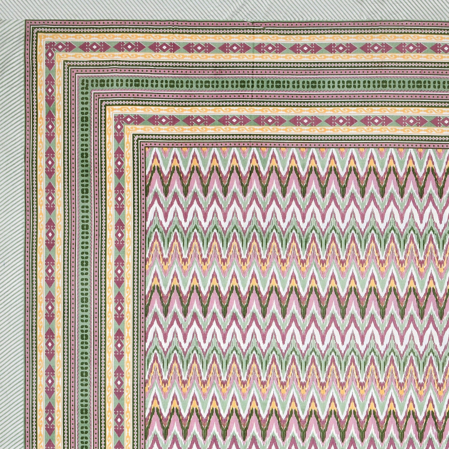 Mahanadi 310 TC Cotton Bed Sheet with 2 Pillow Covers - Printed - Clover Home Furnishings