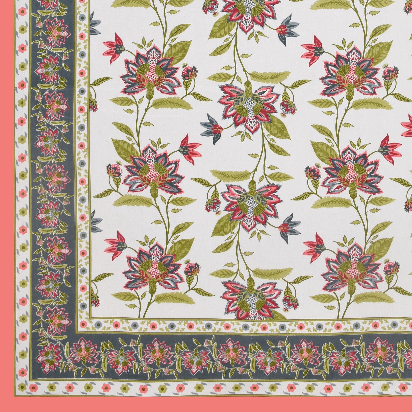 Mahanadi 310 TC Cotton Bed Sheet with 2 Pillow Covers - Printed - Clover Home Furnishings