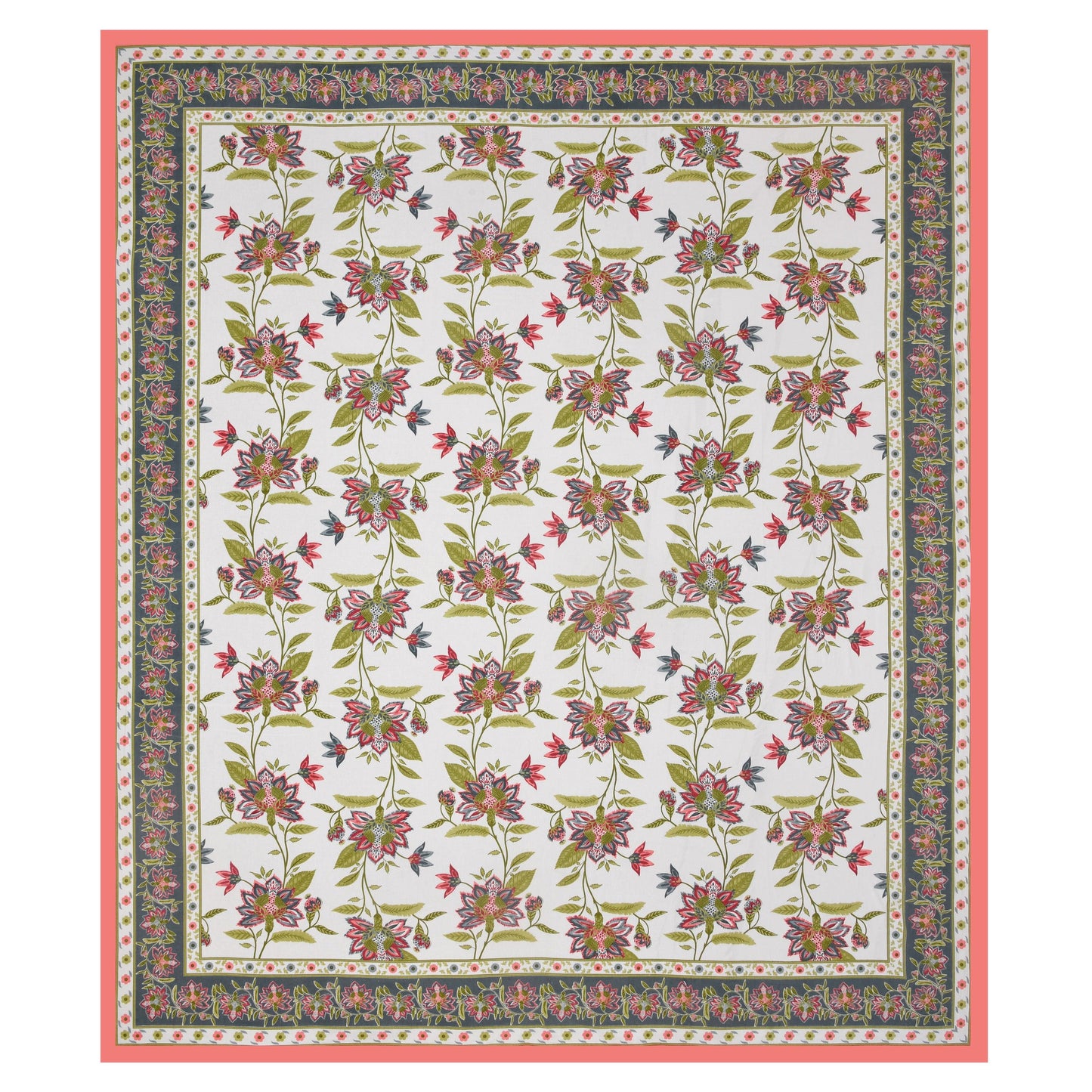 Mahanadi 310 TC Cotton Bed Sheet with 2 Pillow Covers - Printed - Clover Home Furnishings