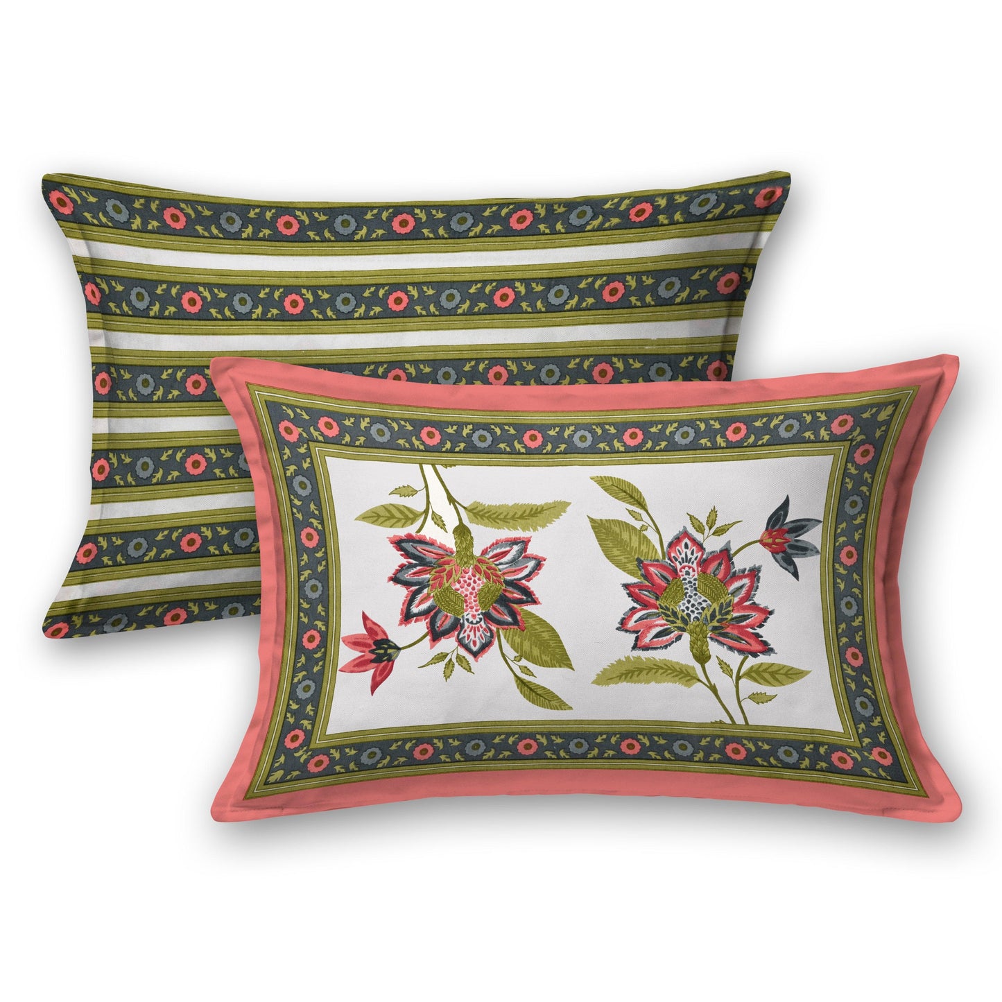 Mahanadi 310 TC Cotton Bed Sheet with 2 Pillow Covers - Printed - Clover Home Furnishings