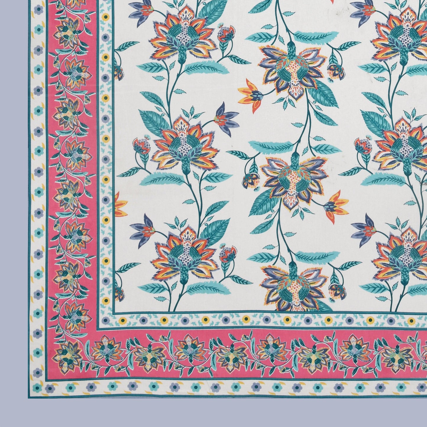Mahanadi 310 TC Cotton Bed Sheet with 2 Pillow Covers - Printed - Clover Home Furnishings