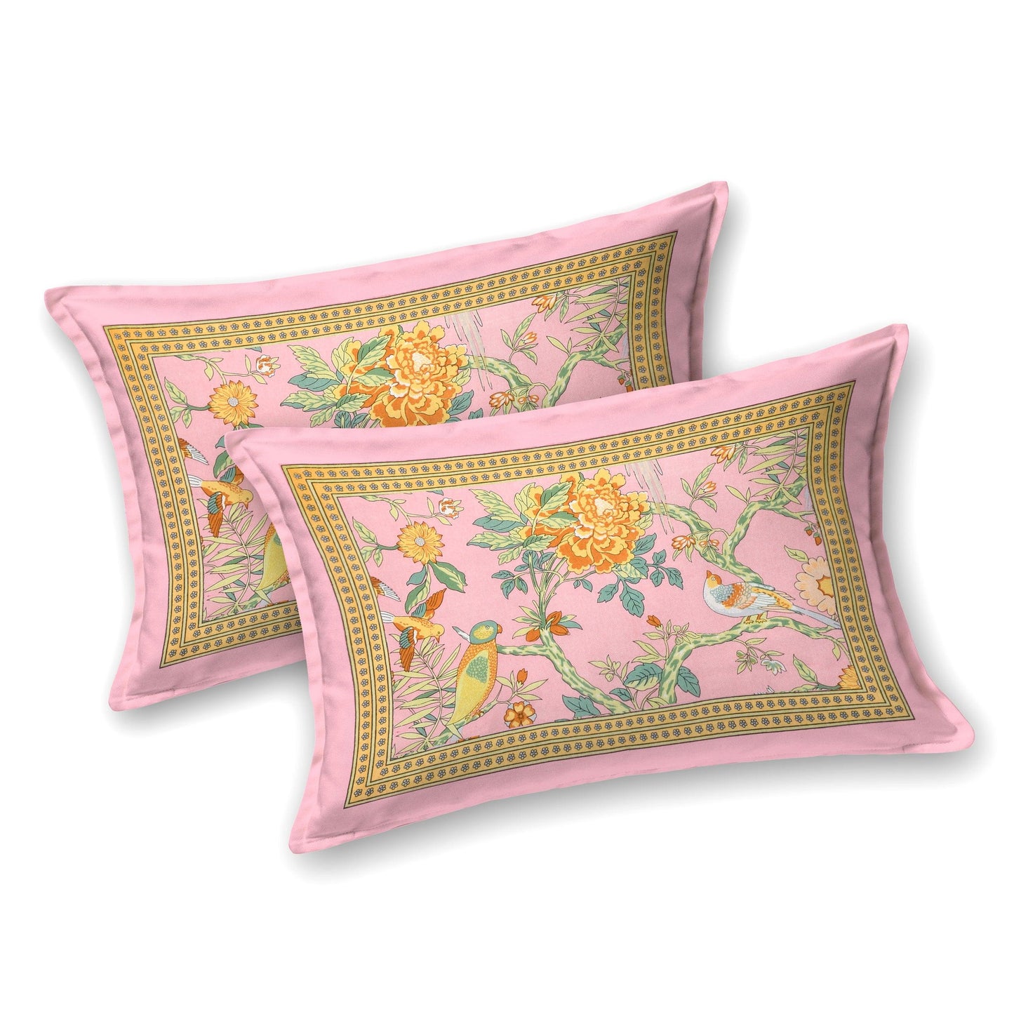 Mahanadi 310 TC Cotton Bed Sheet with 2 Pillow Covers - Printed - Clover Home Furnishings