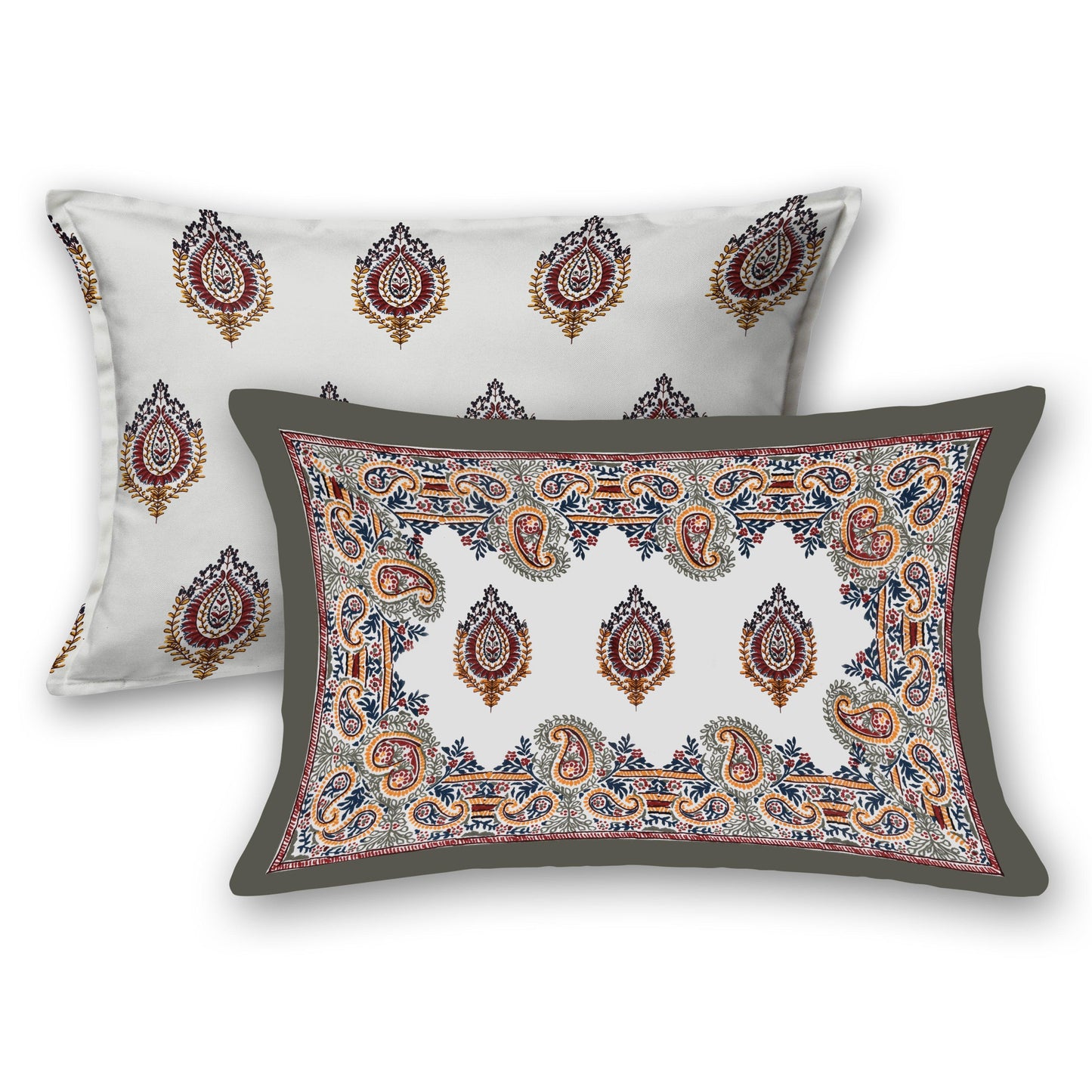 Mahanadi 310 TC Cotton Bed Sheet with 2 Pillow Covers - Printed - Clover Home Furnishings