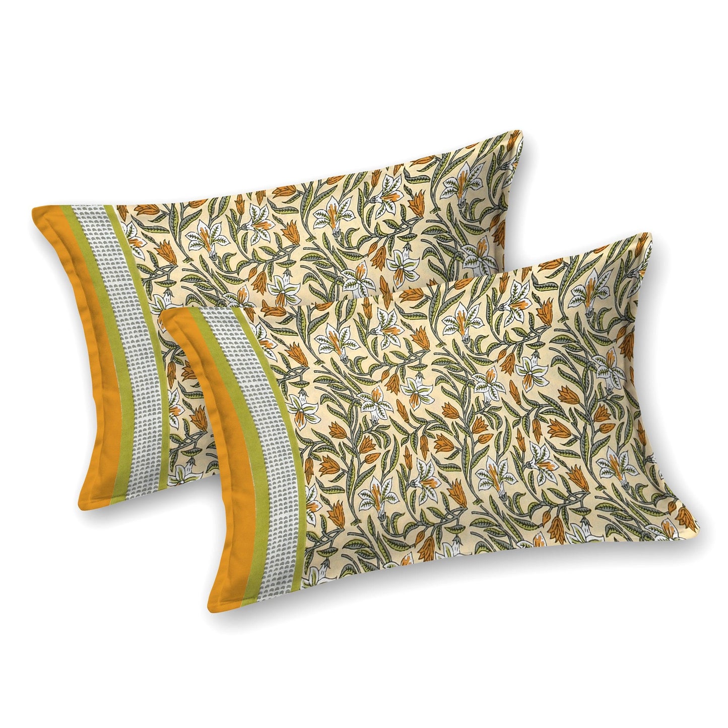 Mahanadi 310 TC Cotton Bed Sheet with 2 Pillow Covers - Printed - Clover Home Furnishings