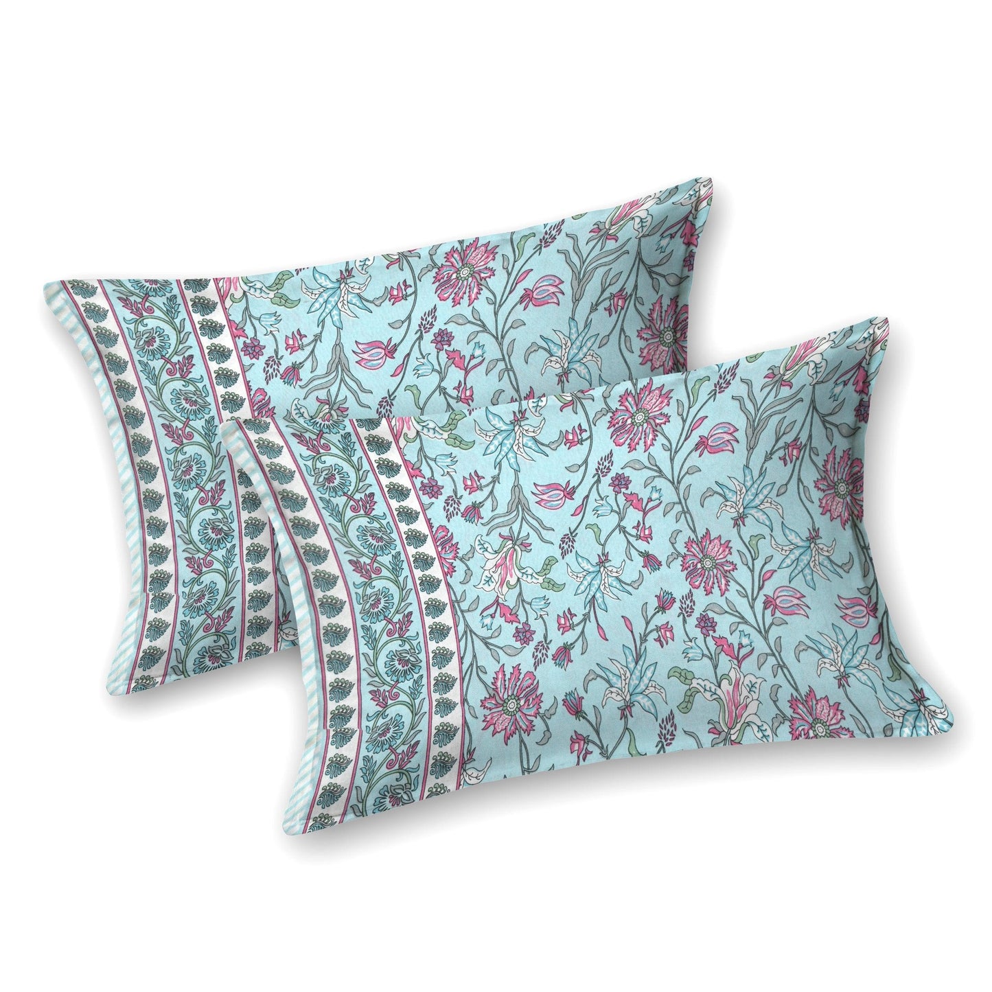 Mahanadi 310 TC Cotton Bed Sheet with 2 Pillow Covers - Printed - Clover Home Furnishings