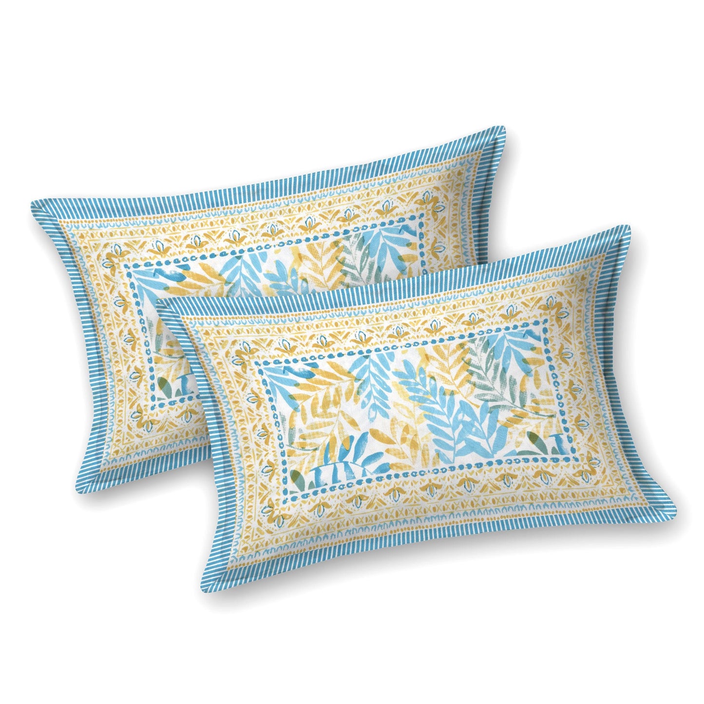 Mahanadi 310 TC Cotton Bed Sheet with 2 Pillow Covers - Printed - Clover Home Furnishings