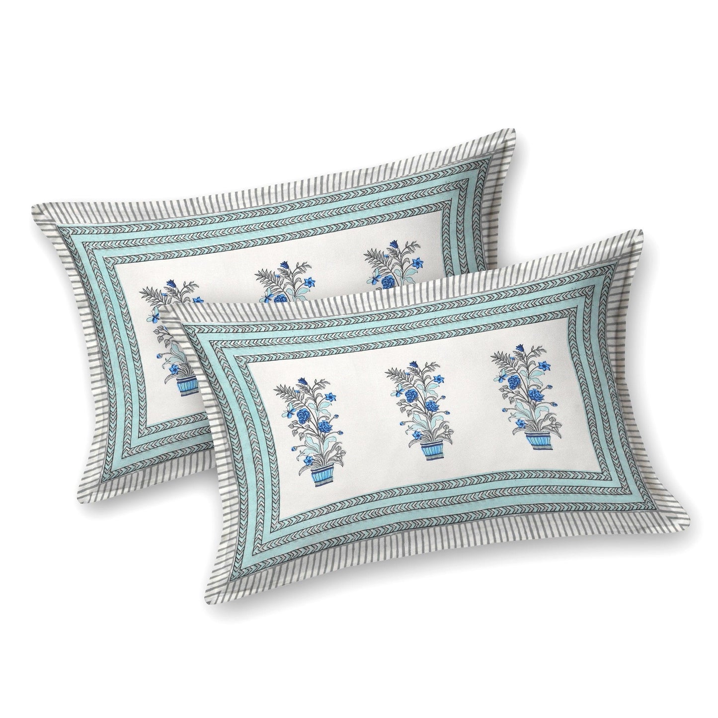 Mahanadi 310 TC Cotton Bed Sheet with 2 Pillow Covers - Printed - Clover Home Furnishings