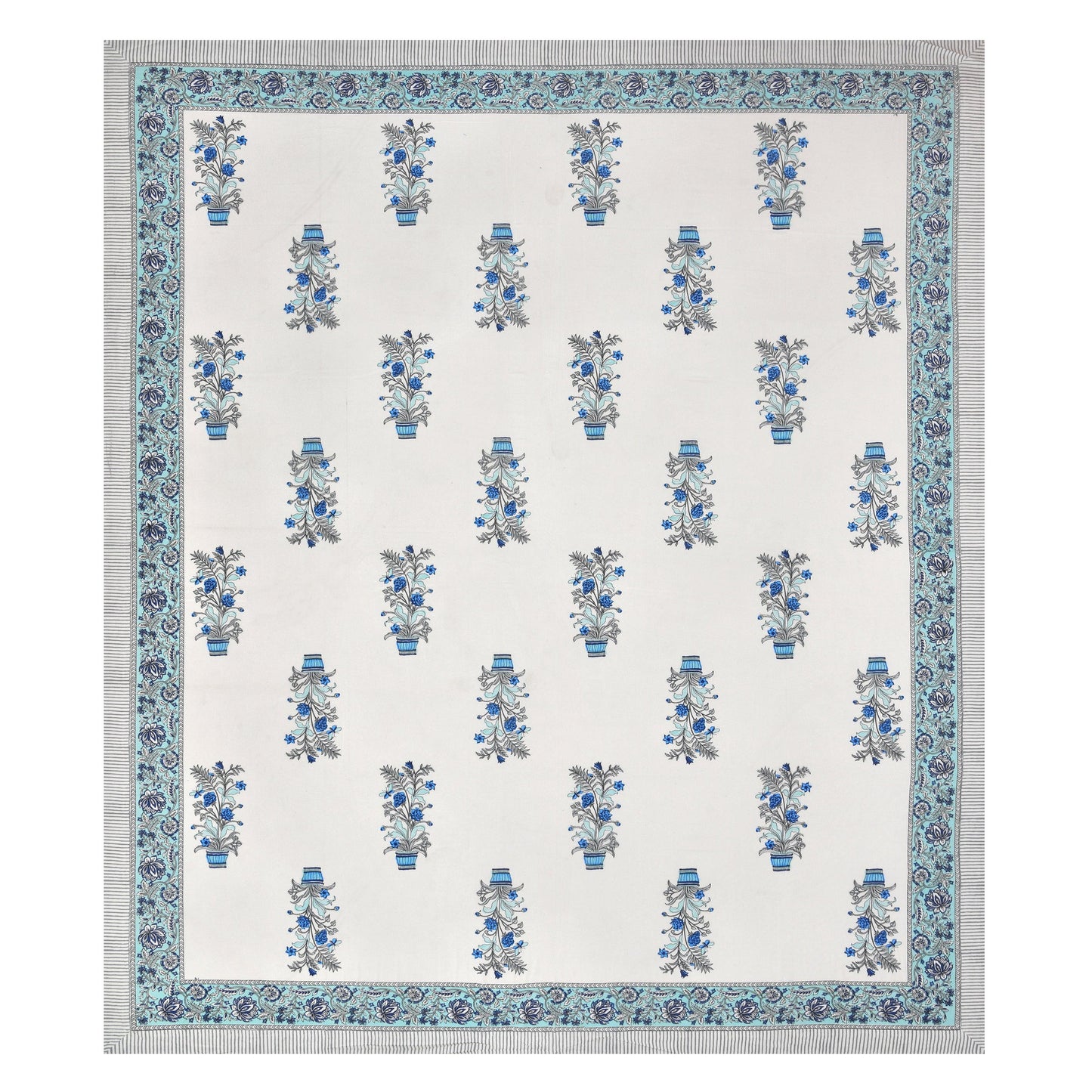 Mahanadi 310 TC Cotton Bed Sheet with 2 Pillow Covers - Printed - Clover Home Furnishings