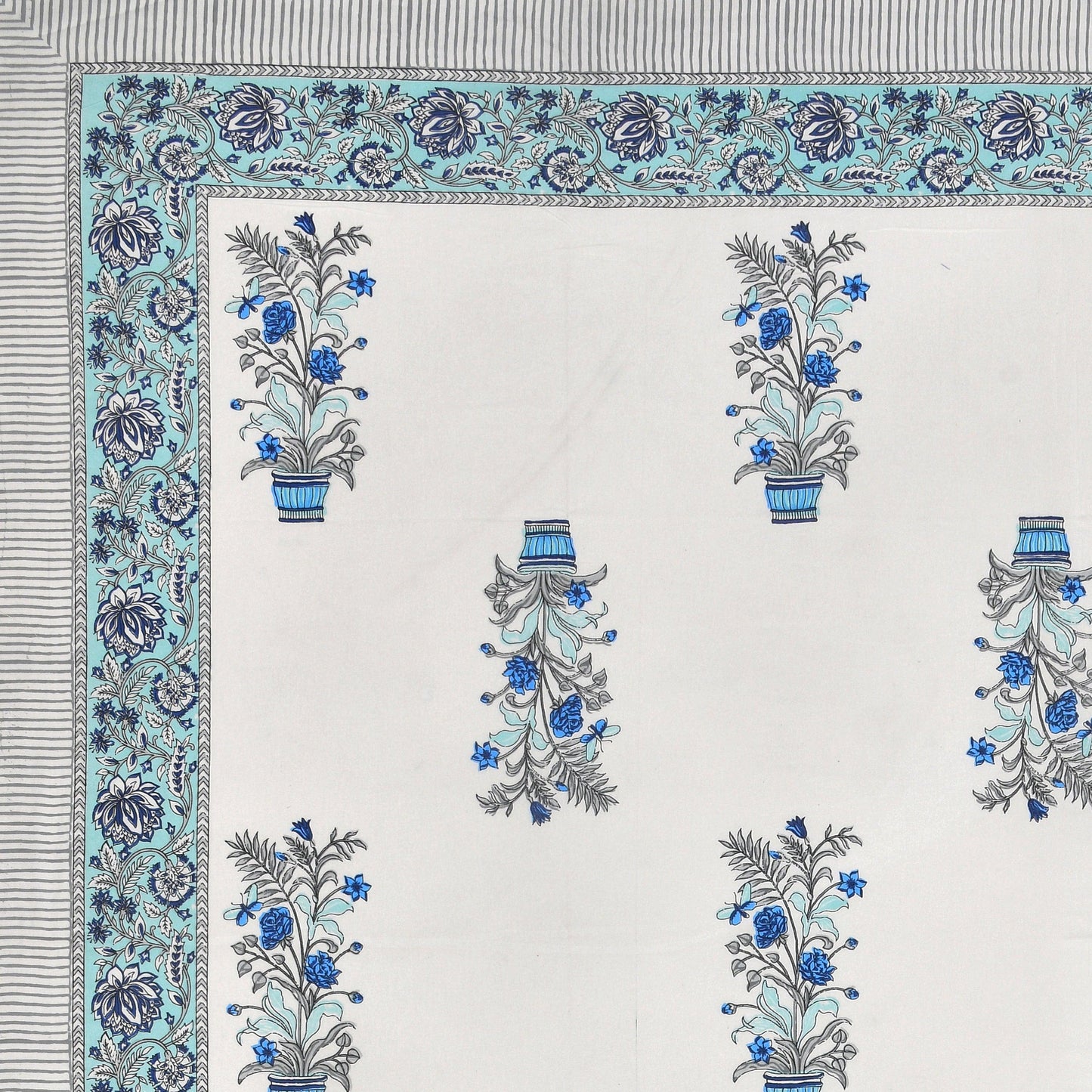 Mahanadi 310 TC Cotton Bed Sheet with 2 Pillow Covers - Printed - Clover Home Furnishings