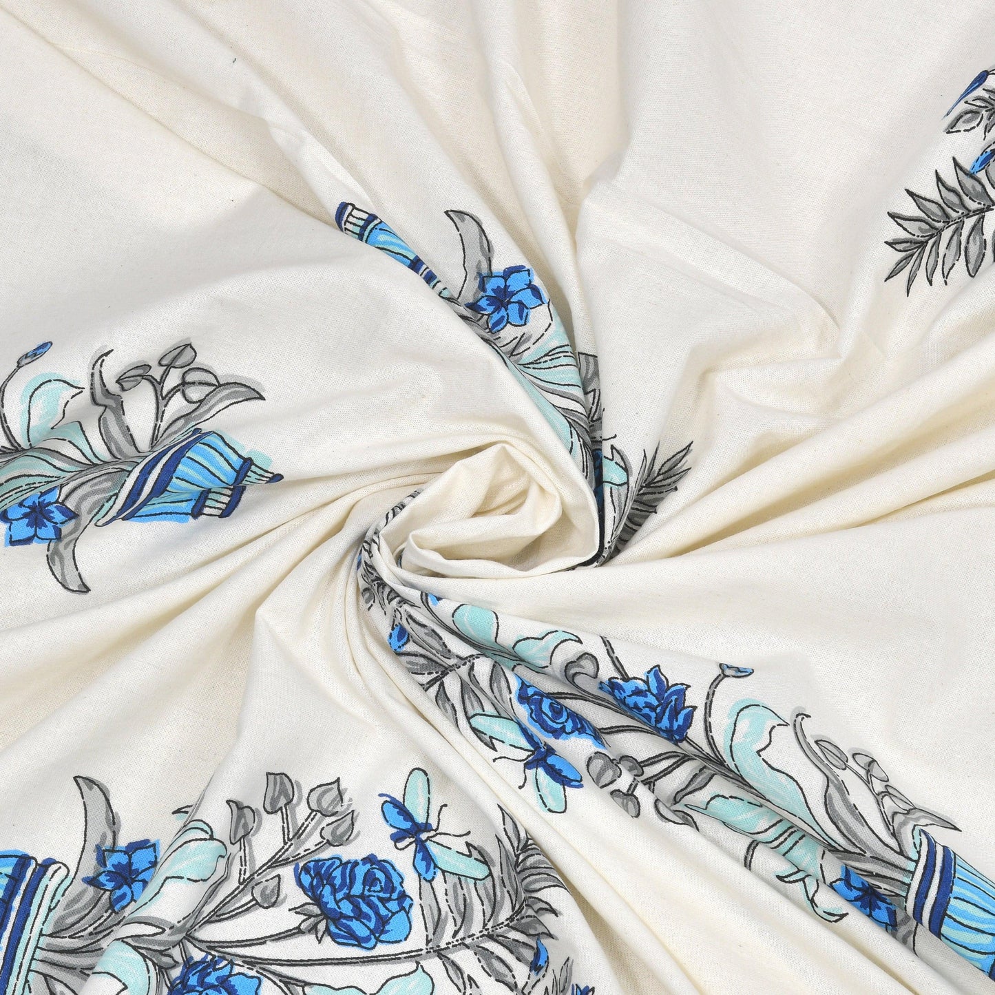 Mahanadi 310 TC Cotton Bed Sheet with 2 Pillow Covers - Printed - Clover Home Furnishings