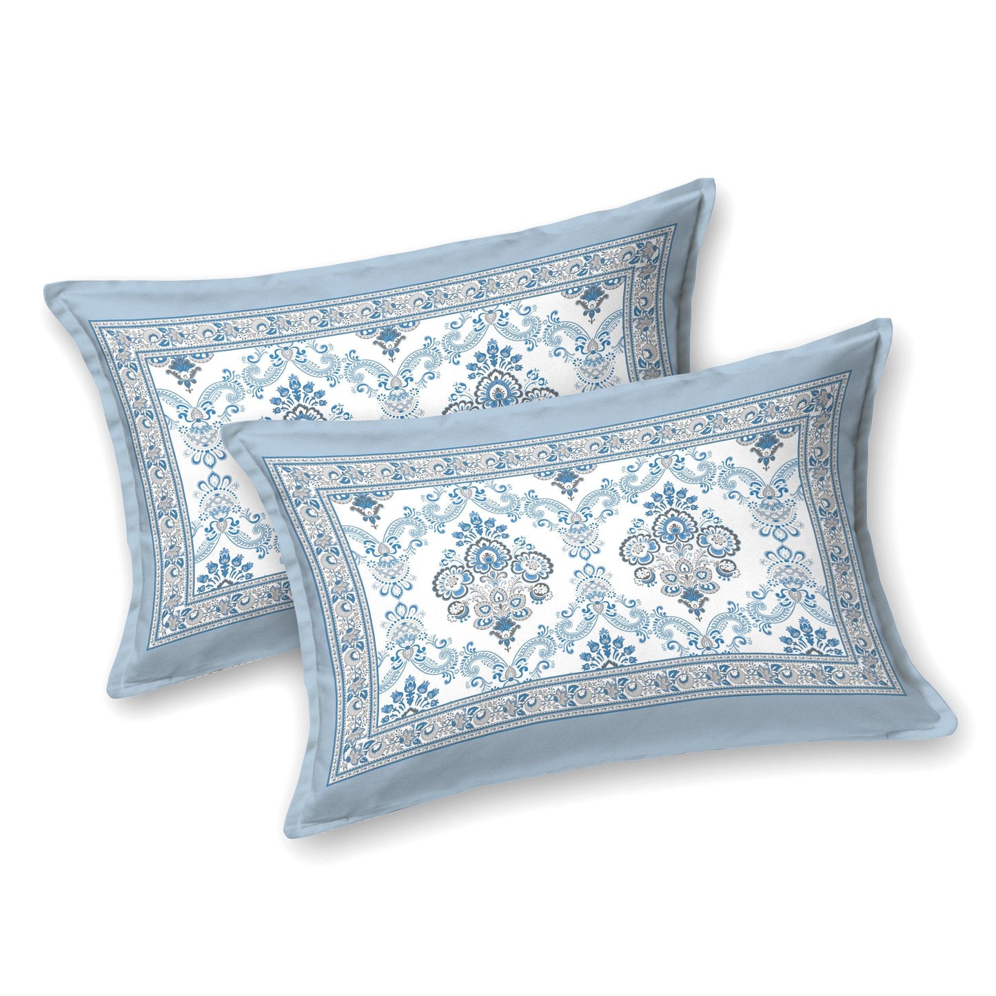 Mahanadi 310 TC Cotton Bed Sheet with 2 Pillow Covers - Printed - Clover Home Furnishings