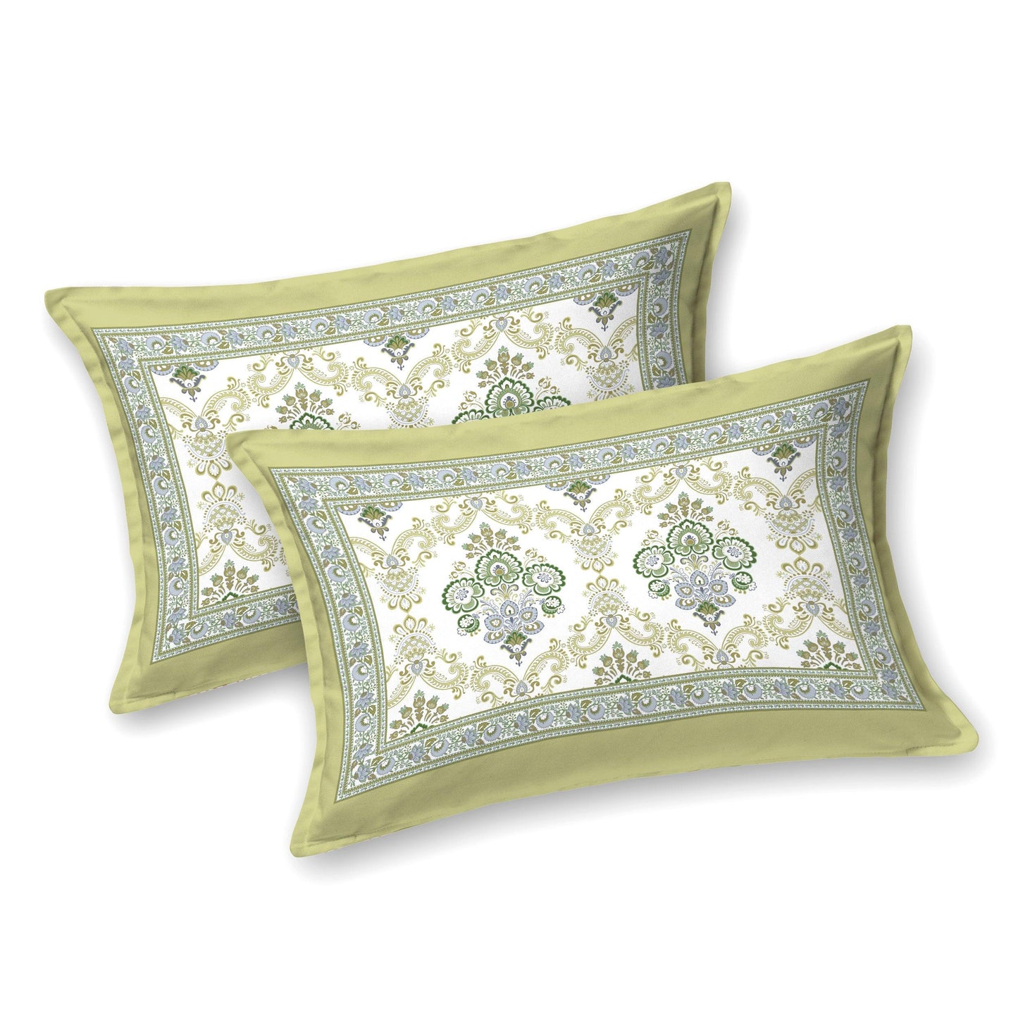 Mahanadi 310 TC Cotton Bed Sheet with 2 Pillow Covers - Printed - Clover Home Furnishings