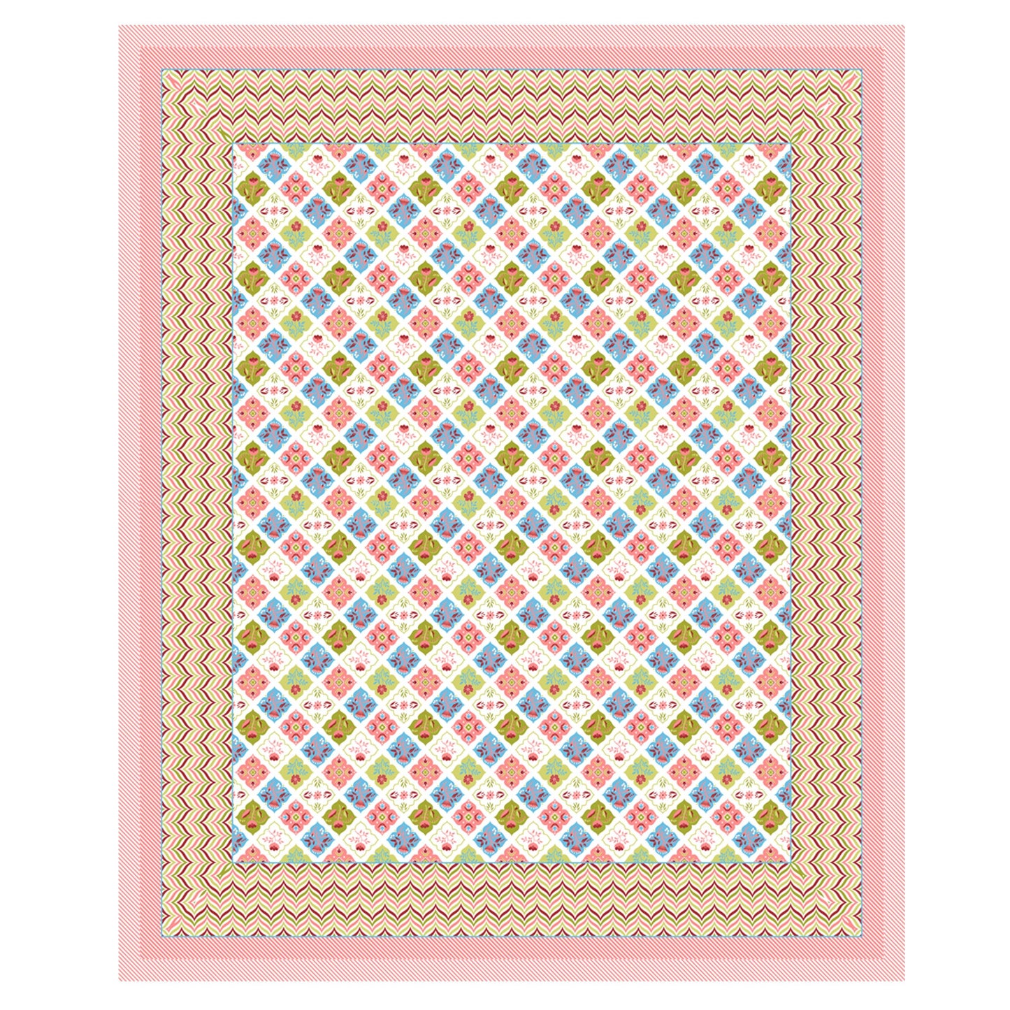 Mahanadi 310 TC Cotton Bed Sheet with 2 Pillow Covers - Printed - Clover Home Furnishings