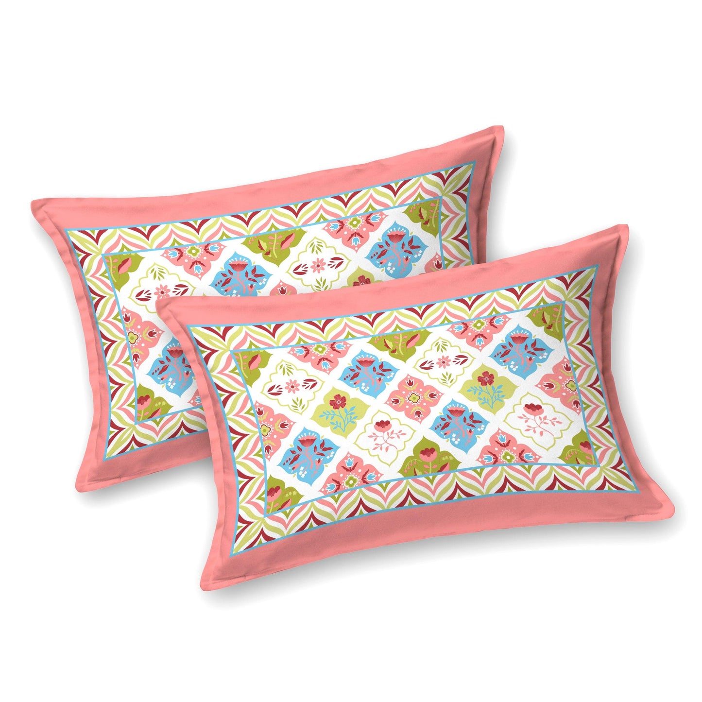Mahanadi 310 TC Cotton Bed Sheet with 2 Pillow Covers - Printed - Clover Home Furnishings