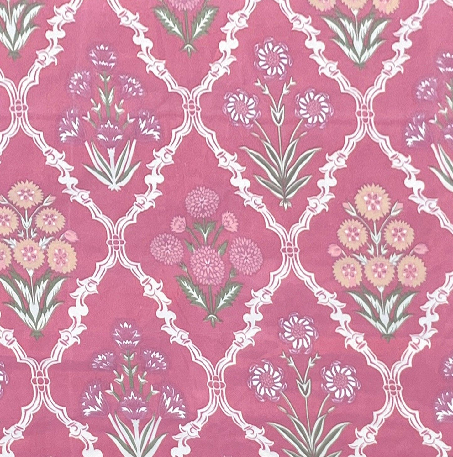 Cauvery 248 TC Cotton Satin Double Bedsheet with 2 Pillow Covers - Printed Pink - Clover Home Furnishings