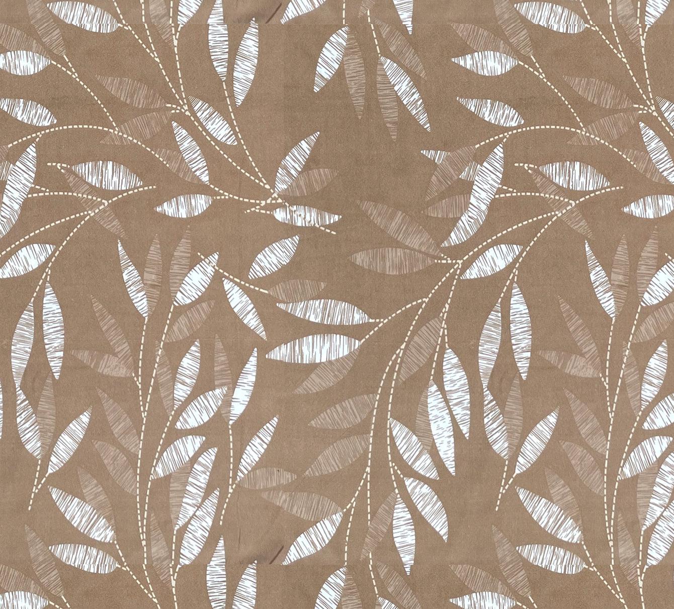 Godawari 188 TC Cotton Satin Double Bedsheet with 2 Pillow Covers - Printed Brown - Clover Home Furnishings