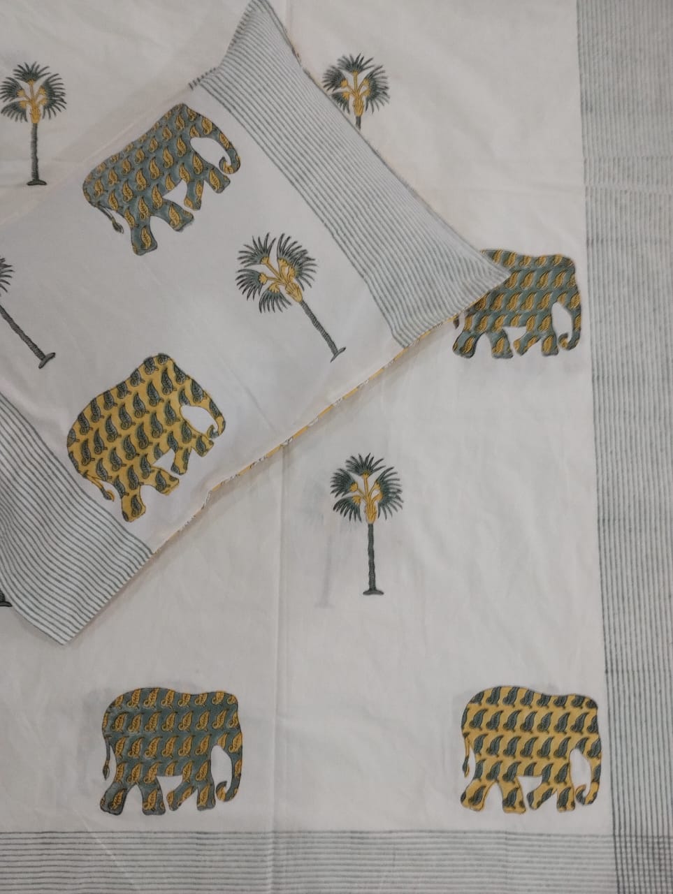 BS186: Block Print S. King Double Bed Sheets