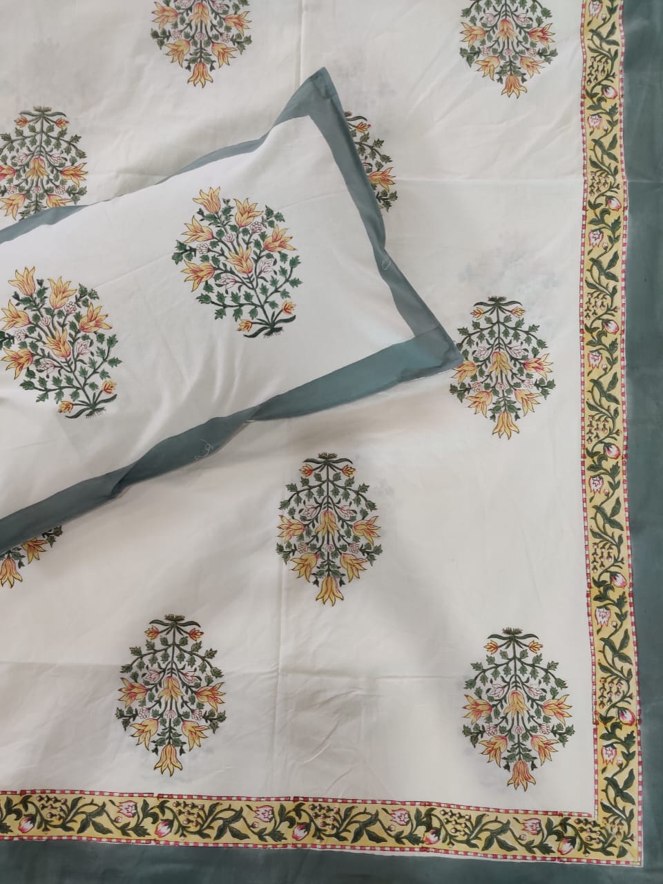 BS186: Block Print S. King Double Bed Sheets