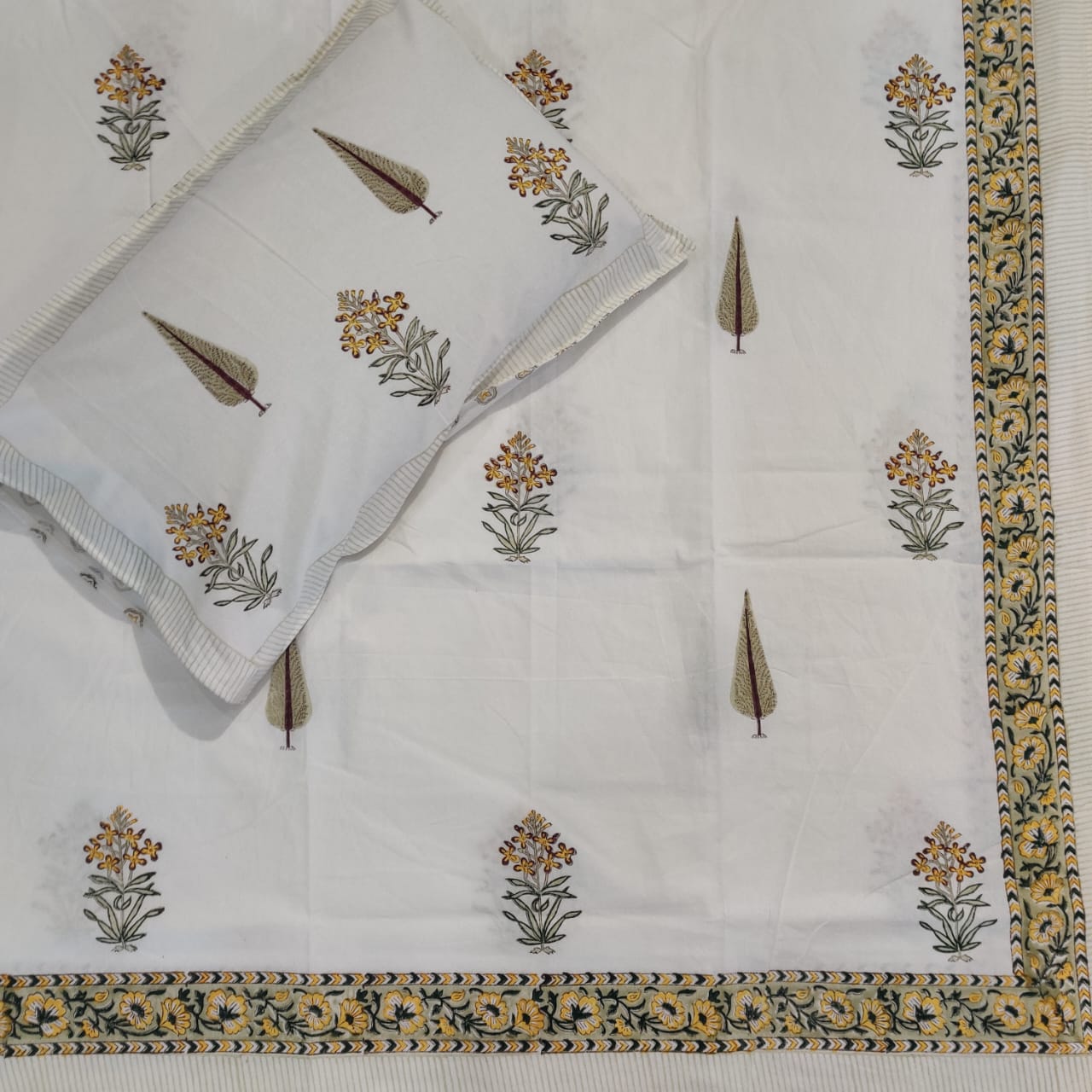 BS186: Block Print S. King Double Bed Sheets