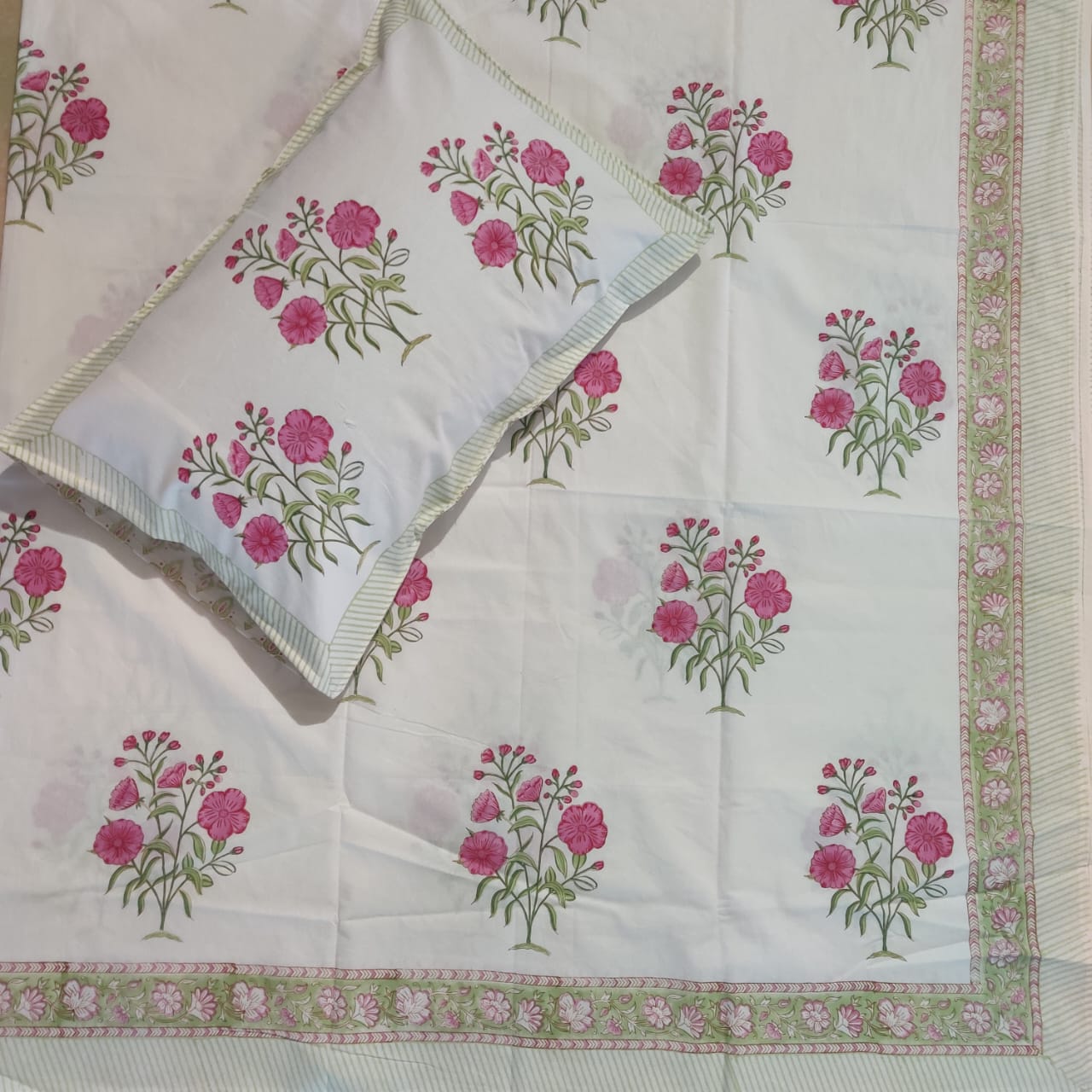 BS186: Block Print S. King Double Bed Sheets
