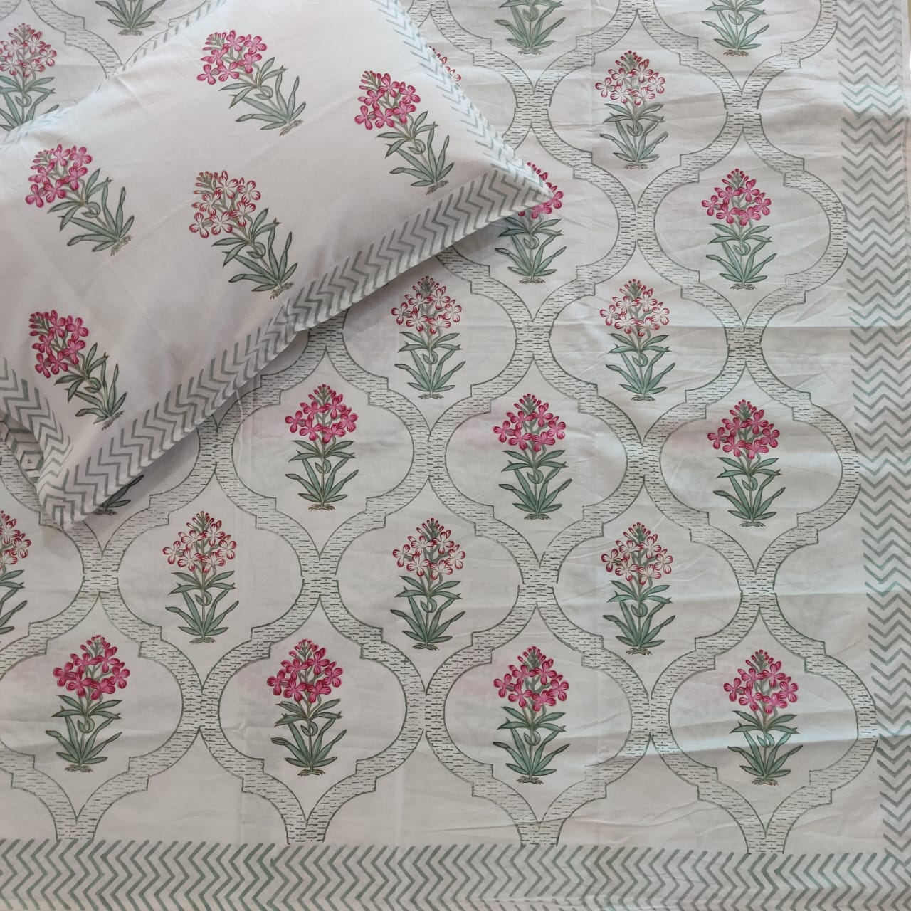 BS186: Block Print S. King Double Bed Sheets