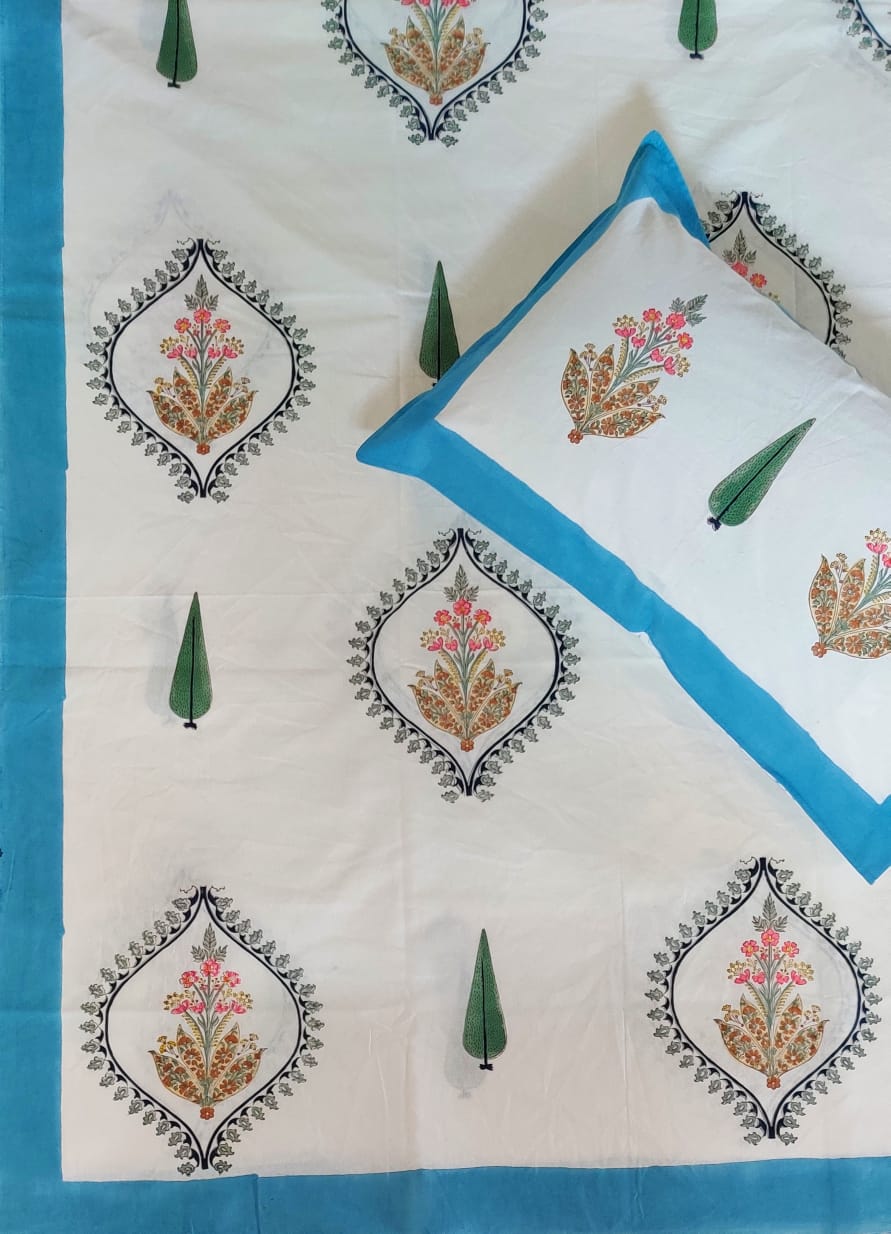 BS186: Block Print S. King Double Bed Sheets