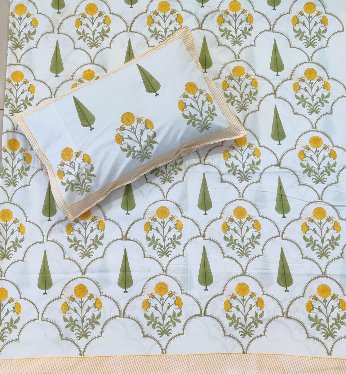 BS186: Block Print S. King Double Bed Sheets