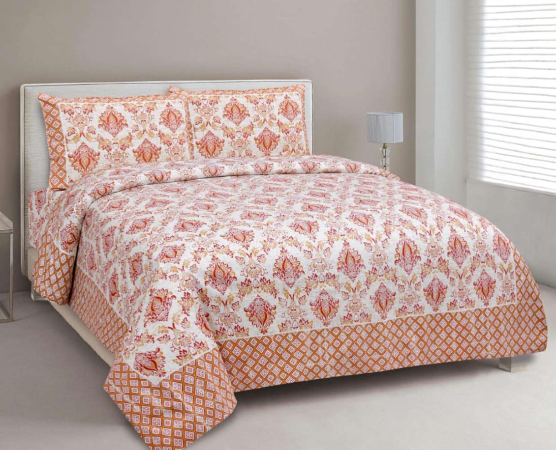 BS195: Tonk King Double Bed Sheets with Quilted Pillow Covers