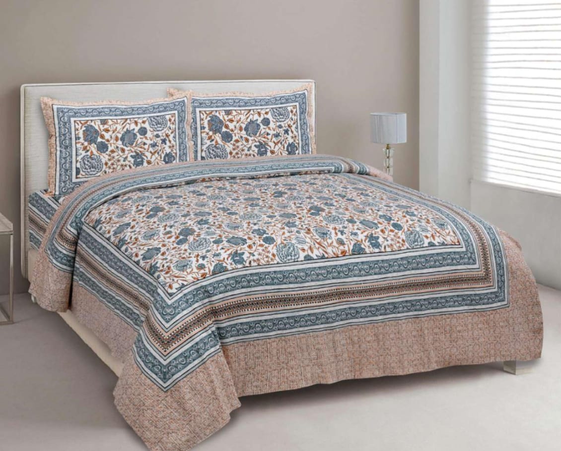 BS195: Tonk King Double Bed Sheets with Quilted Pillow Covers