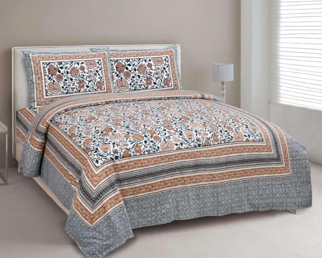 BS195: Tonk King Double Bed Sheets with Quilted Pillow Covers