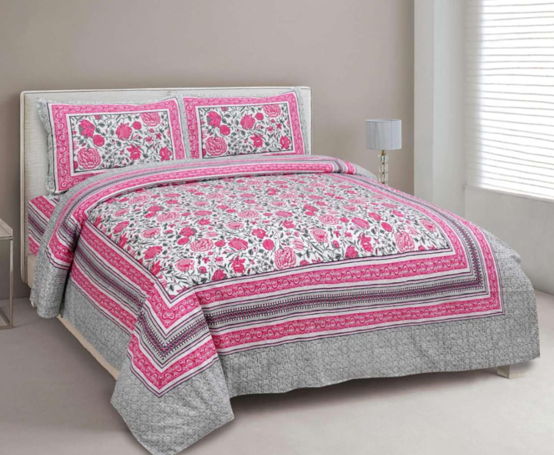 BS195: Tonk King Double Bed Sheets with Quilted Pillow Covers