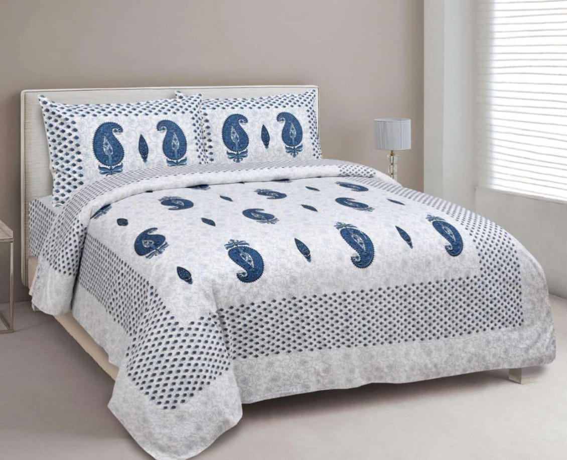 BS195: Tonk King Double Bed Sheets with Quilted Pillow Covers