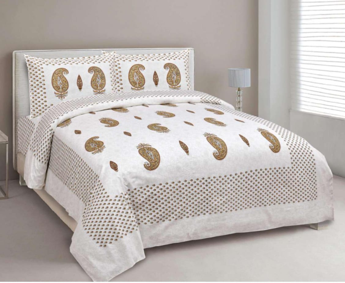 BS195: Tonk King Double Bed Sheets with Quilted Pillow Covers