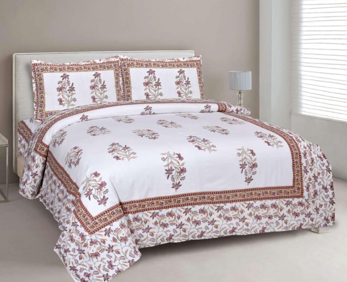 BS195: Tonk King Double Bed Sheets with Quilted Pillow Covers