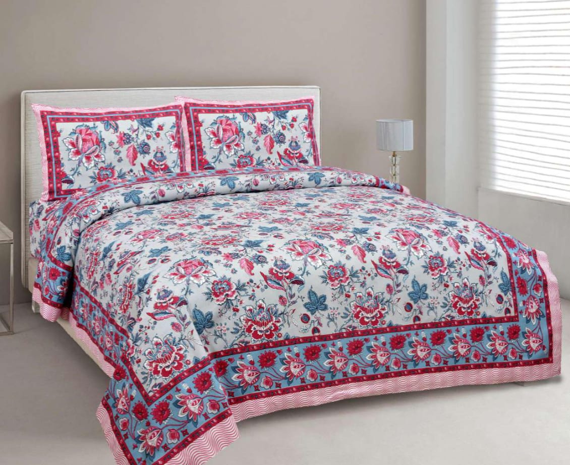 BS195: Tonk King Double Bed Sheets with Quilted Pillow Covers