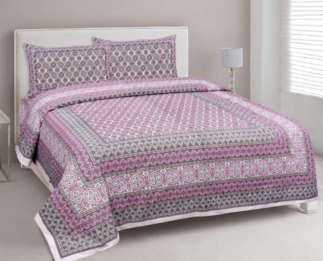 BS195: Tonk King Double Bed Sheets with Quilted Pillow Covers