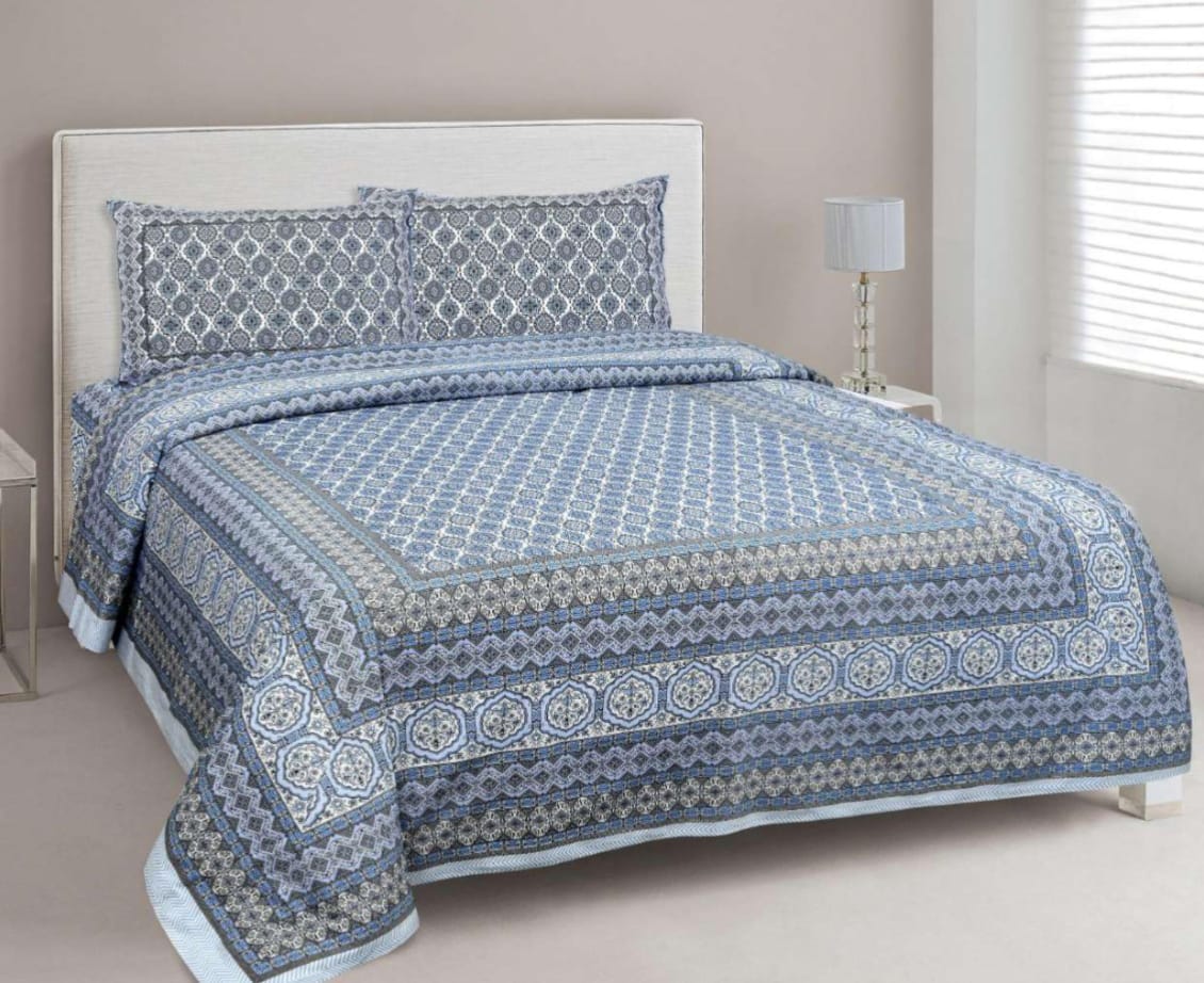 BS195: Tonk King Double Bed Sheets with Quilted Pillow Covers