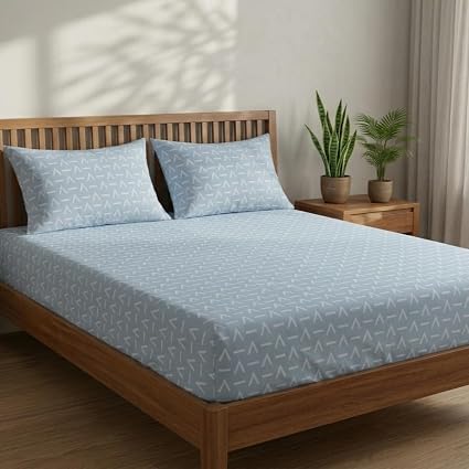 Geometric Triangle Bedsheet — Sky Blue
