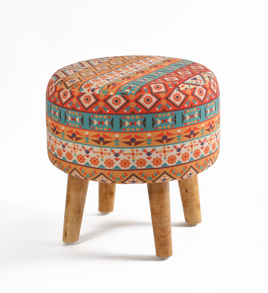 Warli Ottoman Stool - Printed