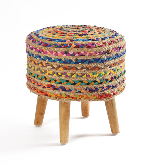 Patachitra Ottoman Stool - Jute